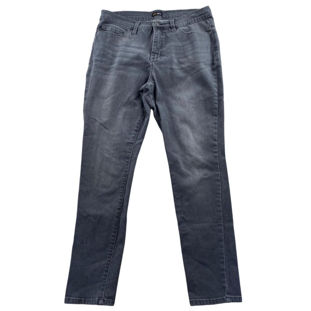 Lee Women's Jeans Size 32x29 Measured Gray Denim Slimming Fit Skinny Leg Ankle